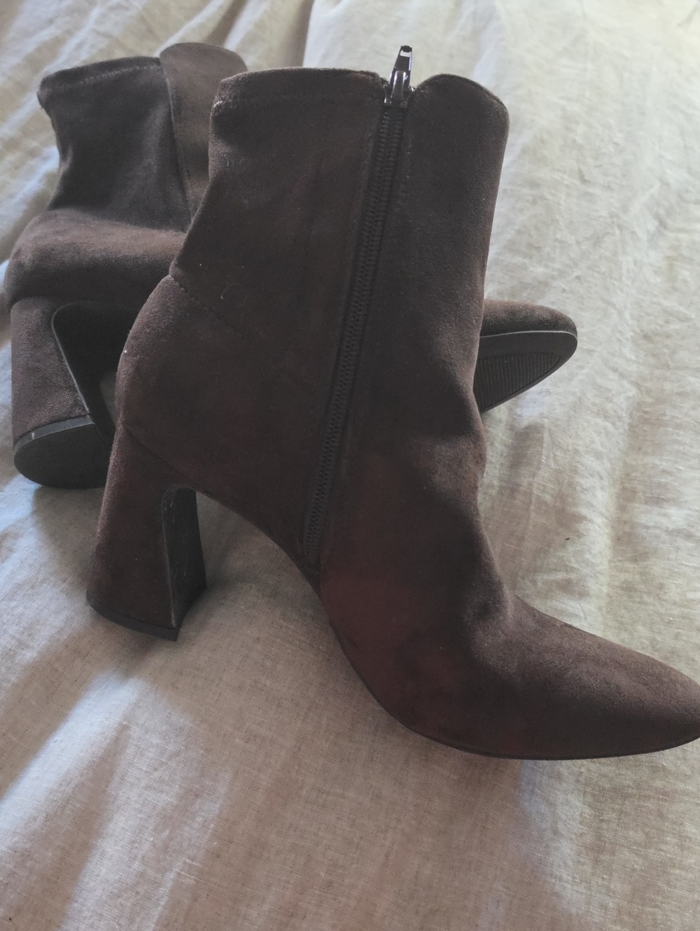 MIA Dark Brown Suede Block Heel Ankle Boots